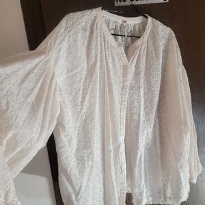 Free People cream colored eyelet shirt